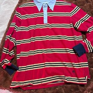 Brooks Brothers Red Striped Rugby Shirt XL Long Sleeve Heavy Cotton